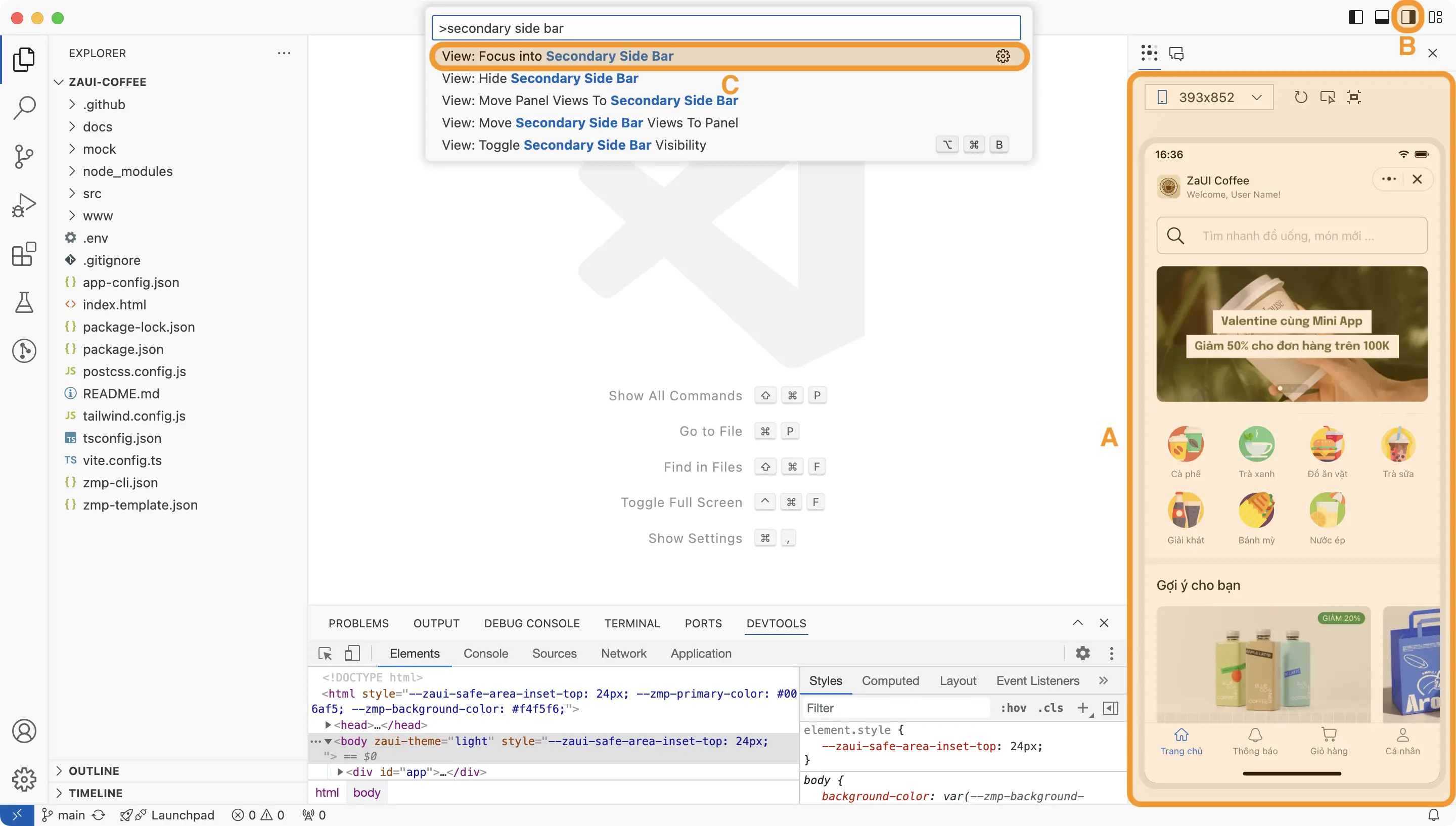 Focus into Secondary Side Bar